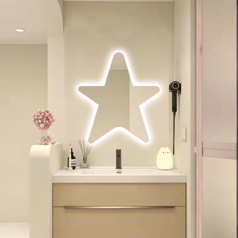 Star Irregular Mirror Wall Hanging Special-Shaped LED Smart Bathroom Mirror Kindergarten Children′s Toilet Cartoon Mirror