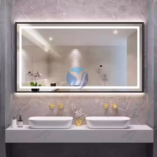 Specchio con illuminazione a LED dal design popolare e professionale con specchio artistico da bagno intelligente di forma irregolare personalizzato