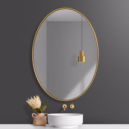 Specchio per il trucco del bagno in vetro a specchio decorativo in alluminio di forma irregolare a prezzo di fabbrica