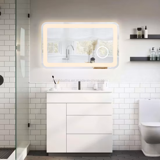 Specchio da parete moderno dimmerabile Ortonbath 28X36 con illuminazione senza cornice e specchio da bagno a LED