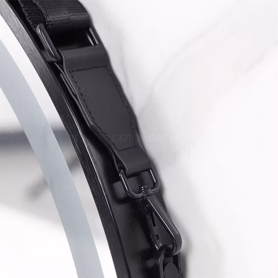 Specchio cosmetico Ortonbath con cornice nera, luce frontale, montaggio a parete, interruttore touch, regolazione luminosità, luce a 3 colori, fissaggio alla cintura